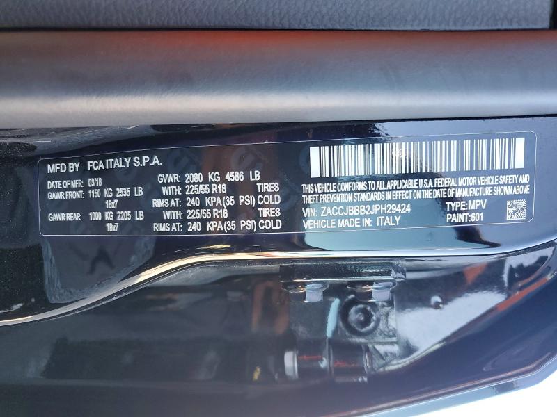 Aukcja sprzedaży 2018 Jeep Renegade, vin: ZACCJBBB2JPH29424, numer aukcji: 53924726