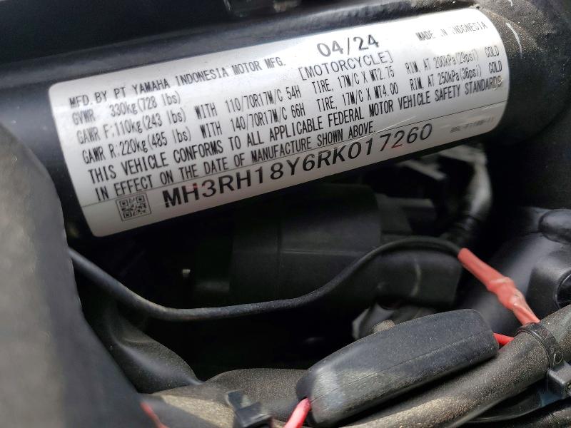 Продажа на аукционе авто 2024 Yamaha Yzfr3, vin: MH3RH18Y6RK017260, номер лота: 54479186