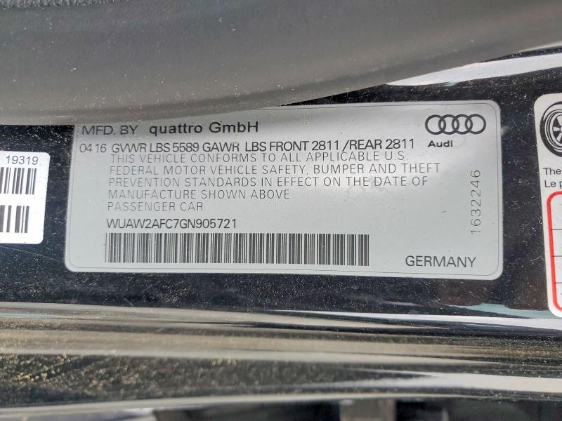 Продажа на аукционе авто 2016 Audi Rs7, vin: WUAW2AFC7GN905721, номер лота: 53429786