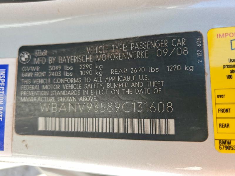 Продаж на аукціоні авто 2009 Bmw 535, vin: WBANV93589C131608, номер лоту: 55003206