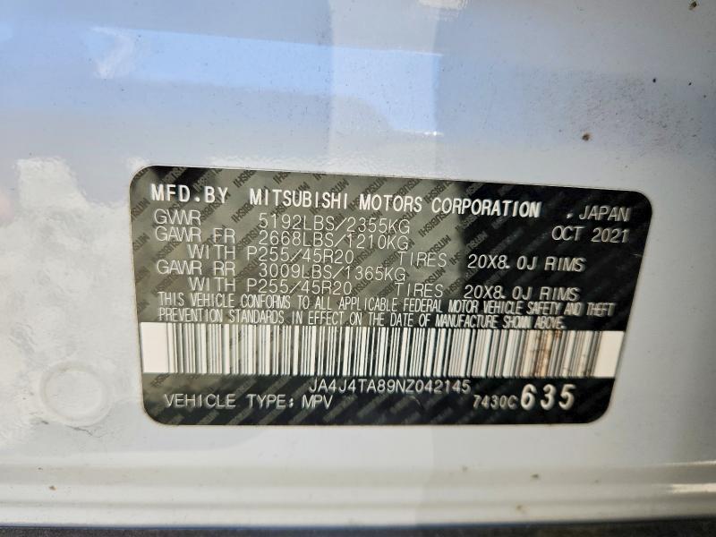 55157636 :رقم المزاد ، JA4J4TA89NZ042145 vin ، 2022 Mitsubishi Outlander مزاد بيع