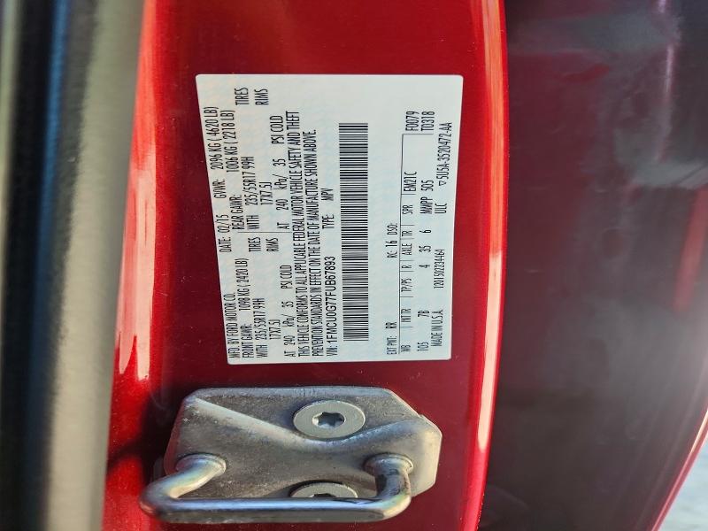 2015 Ford Escape მანქანა იყიდება აუქციონზე, vin: 1FMCU0G77FUB67893, აუქციონის ნომერი: 55574056