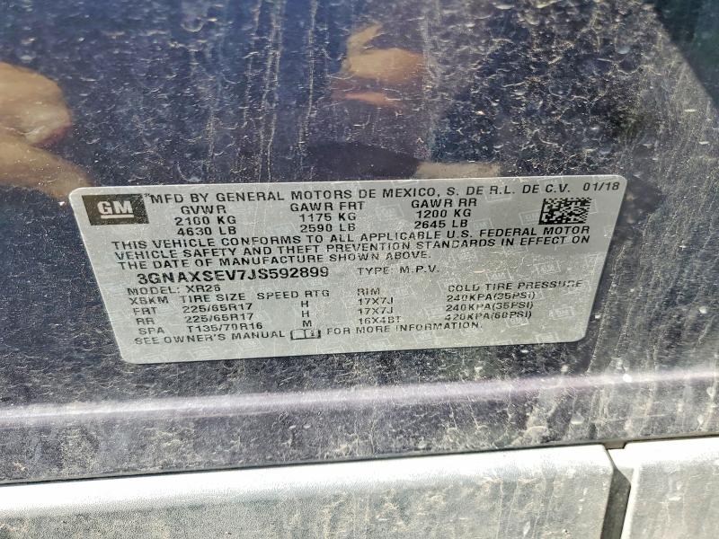 54747676 :رقم المزاد ، 3GNAXSEV7JS592899 vin ، 2018 Chevrolet Equinox مزاد بيع