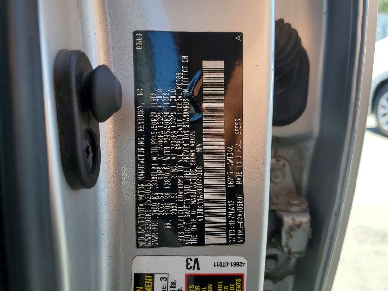 54124146 :رقم المزاد ، 4T3BK11A99U022068 vin ، 2009 Toyota Venza مزاد بيع