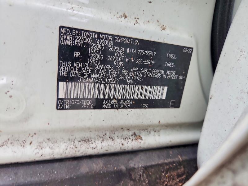 Продаж на аукціоні авто 2022 Toyota Venza, vin: JTEAAAAH4NJ100062, номер лоту: 54166466