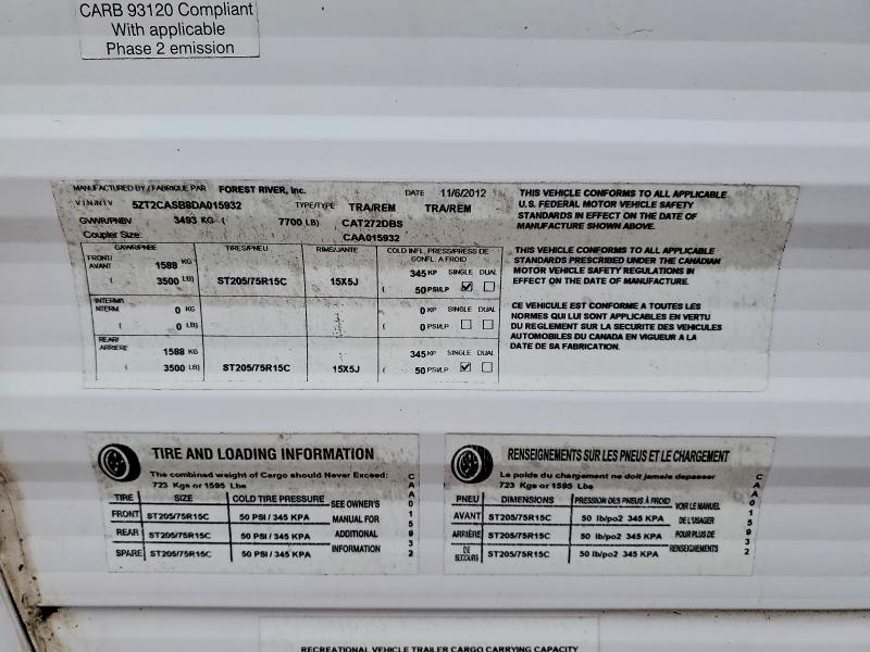54391976 :رقم المزاد ، 5ZT2CASB8DA015932 vin ، 2013 Coachman Trailers مزاد بيع