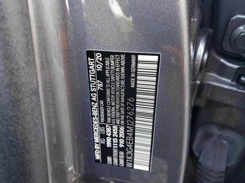 2021 Mercedes-benz A მანქანა იყიდება აუქციონზე, vin: W1K3G4EB4MJ276276, აუქციონის ნომერი: 55346006