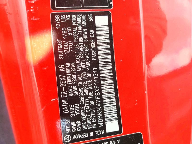 Aukcja sprzedaży 1999 Mercedes-benz Slk, vin: WDBKK47F8XF111311, numer aukcji: 52175656