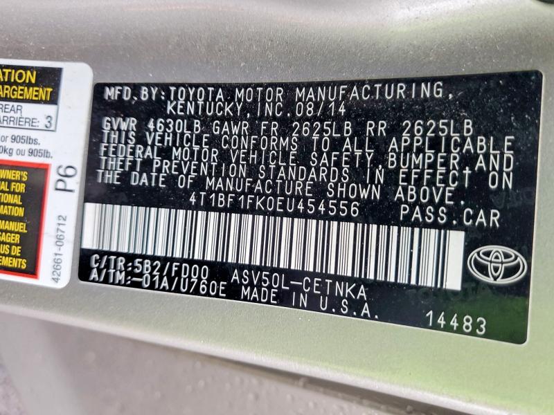 Aukcja sprzedaży 2014 Toyota Camry, vin: 4T1BF1FK0EU454556, numer aukcji: 54632746