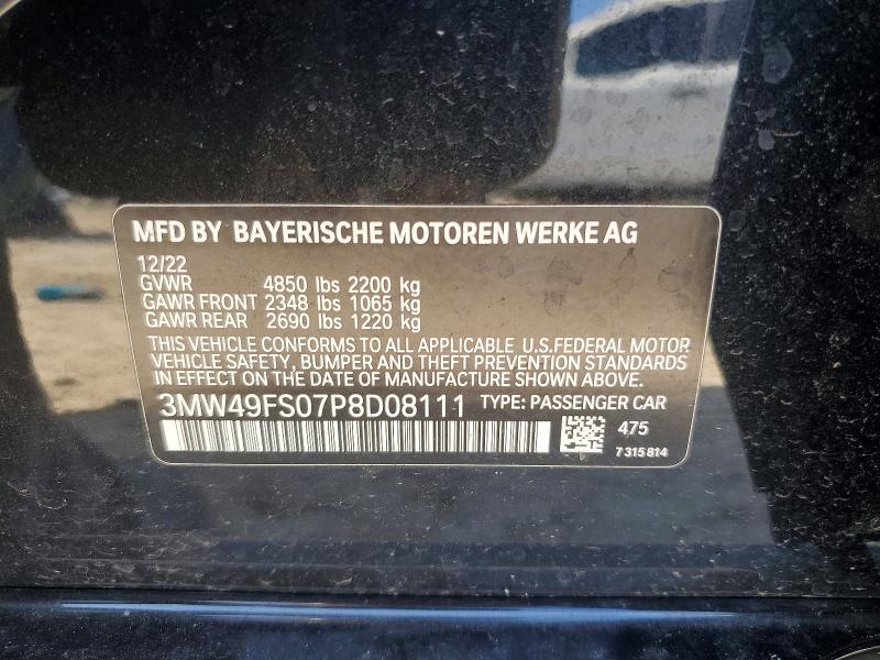 Продаж на аукціоні авто 2023 Bmw M340i, vin: 3MW49FS07P8D08111, номер лоту: 55195116