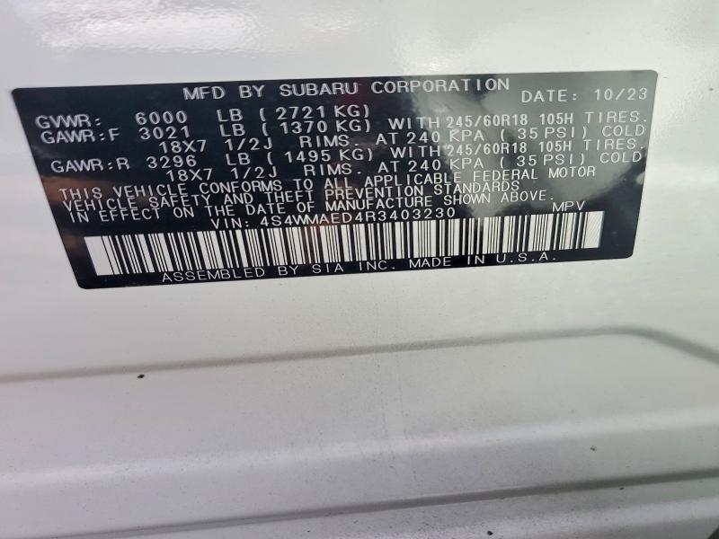 52084676 :رقم المزاد ، 4S4WMAED4R3403230 vin ، 2024 Subaru Impreza 2.0 I Awd مزاد بيع