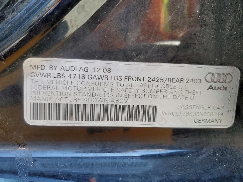 Aukcja sprzedaży 2009 Audi A4, vin: WAUCF78K39N050219, numer aukcji: 53408386