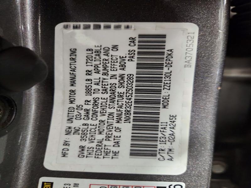 Aukcja sprzedaży 2005 Toyota Corolla, vin: 1NXBR32E45Z503289, numer aukcji: 53330136