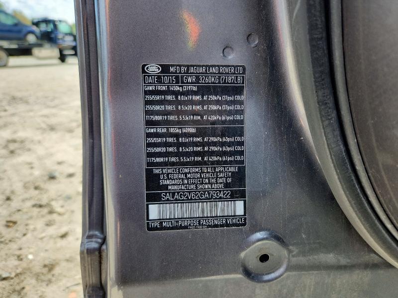 Продажа на аукционе авто 2016 Land Rover Lr4, vin: SALAG2V62GA793422, номер лота: 53289286