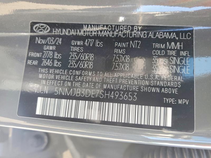 55107036 :رقم المزاد ، 5NMJB3DE7SH493653 vin ، 2025 Hyundai Tucson مزاد بيع
