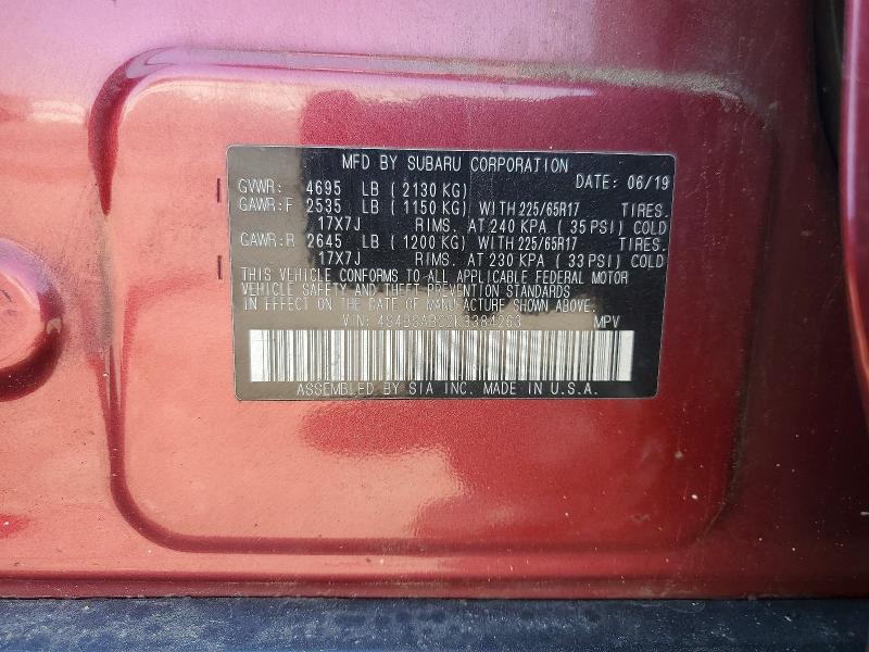 Продаж на аукціоні авто 2019 Subaru Outback, vin: 4S4BSABC2K3384263, номер лоту: 52372846