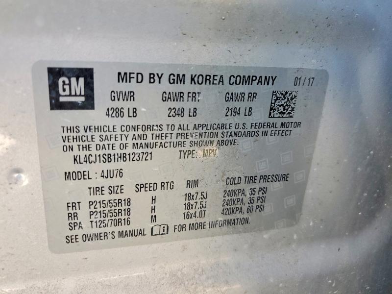 Продажа на аукционе авто 2017 Buick Encore, vin: KL4CJ1SB1HB123721, номер лота: 54313896