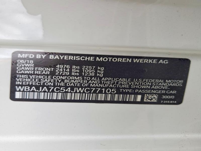 Продаж на аукціоні авто 2018 Bmw 530, vin: WBAJA7C54JWC77105, номер лоту: 53278306