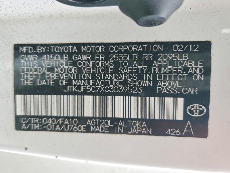 Продажа на аукционе авто 2012 Scion Tc, vin: JTKJF5C7XC3039523, номер лота: 53571396