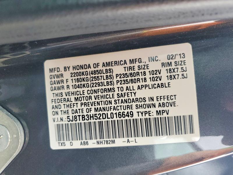 Продажа на аукционе авто 2013 Acura Rdx, vin: 5J8TB3H52DL016649, номер лота: 53665796