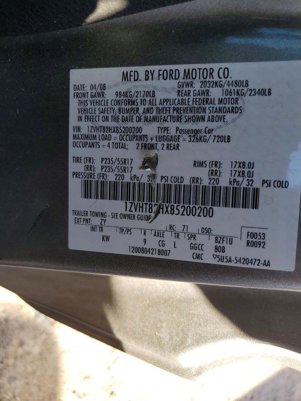 Aukcja sprzedaży 2008 Ford Mustang, vin: 1ZVHT82HX85200200, numer aukcji: 55082266