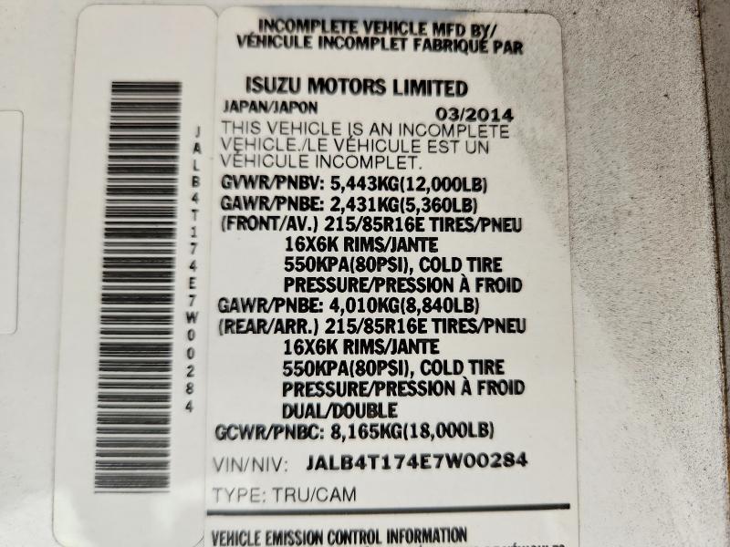 Продаж на аукціоні авто 2014 Isuzu Npr, vin: JALB4T174E7W00284, номер лоту: 53124076