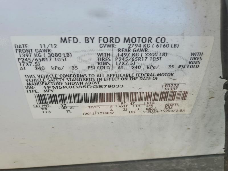 Продаж на аукціоні авто 2013 Ford Explorer, vin: 1FM5K8B85DGB79033, номер лоту: 53547186
