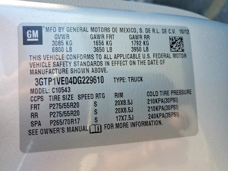 2013 Gmc Sierra მანქანა იყიდება აუქციონზე, vin: 3GTP1VE04DG229610, აუქციონის ნომერი: 52748766