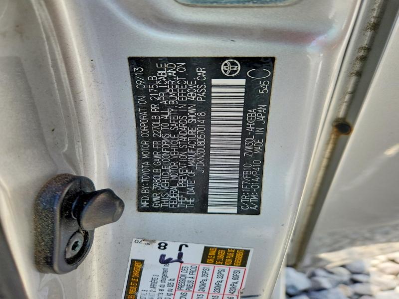 54160246 :رقم المزاد ، JTDKN3DU8D5701418 vin ، 2013 Toyota Prius مزاد بيع