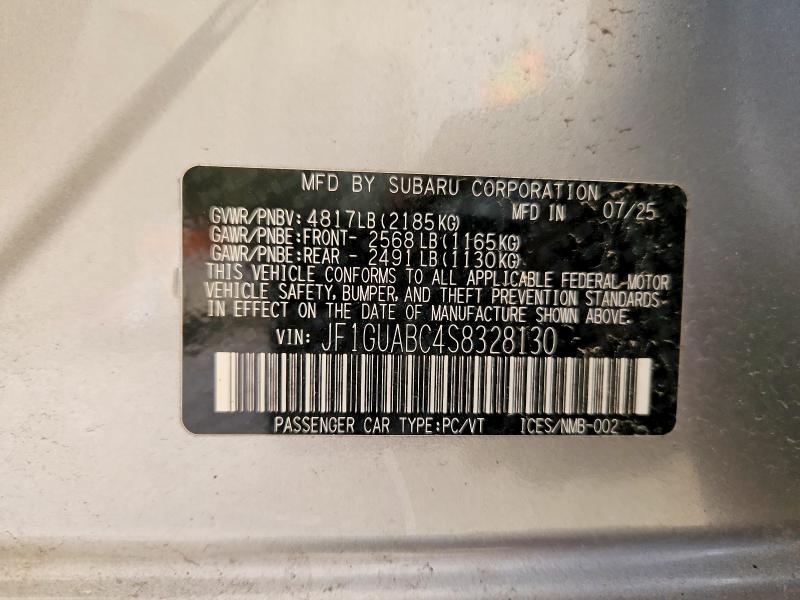 53408036 :رقم المزاد ، JF1GUABC4S8328130 vin ، 2025 Subaru Impreza مزاد بيع