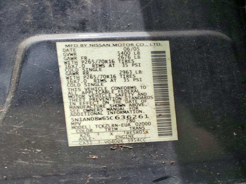 2005 Nissan Xterra მანქანა იყიდება აუქციონზე, vin: 5N1AN08W65C636261, აუქციონის ნომერი: 54926416