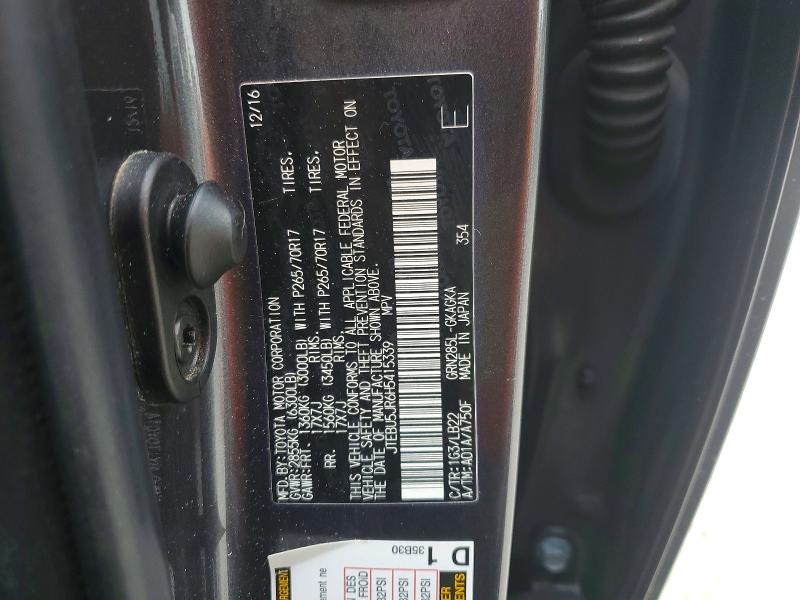 Aukcja sprzedaży 2017 Toyota 4runner, vin: JTEBU5JR6H5415339, numer aukcji: 53989266