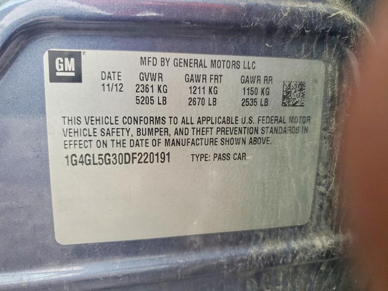 2013 Buick Lacrosse მანქანა იყიდება აუქციონზე, vin: 1G4GL5G30DF220191, აუქციონის ნომერი: 53583856