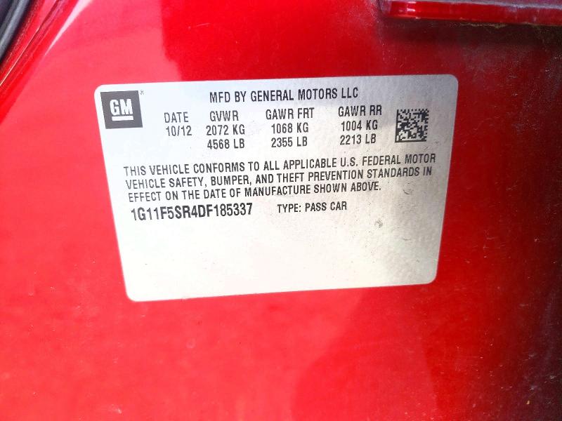 Продаж на аукціоні авто 2013 Chevrolet Malibu, vin: 1G11F5SR4DF185337, номер лоту: 53090236