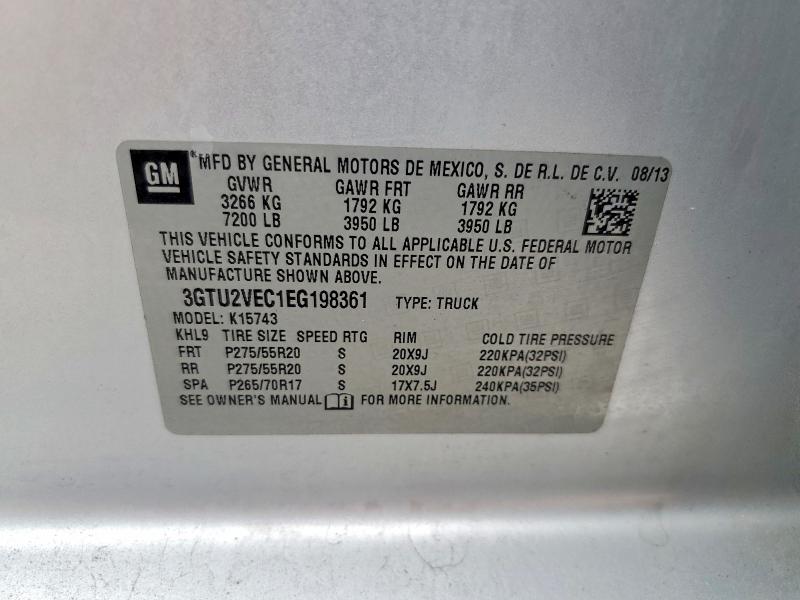 2014 Gmc Sierra მანქანა იყიდება აუქციონზე, vin: 3GTU2VEC1EG198361, აუქციონის ნომერი: 53605146