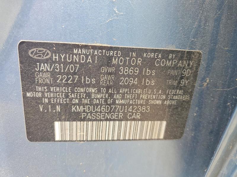 Aukcja sprzedaży 2007 Hyundai Elantra, vin: KMHDU46D77U142383, numer aukcji: 55250886