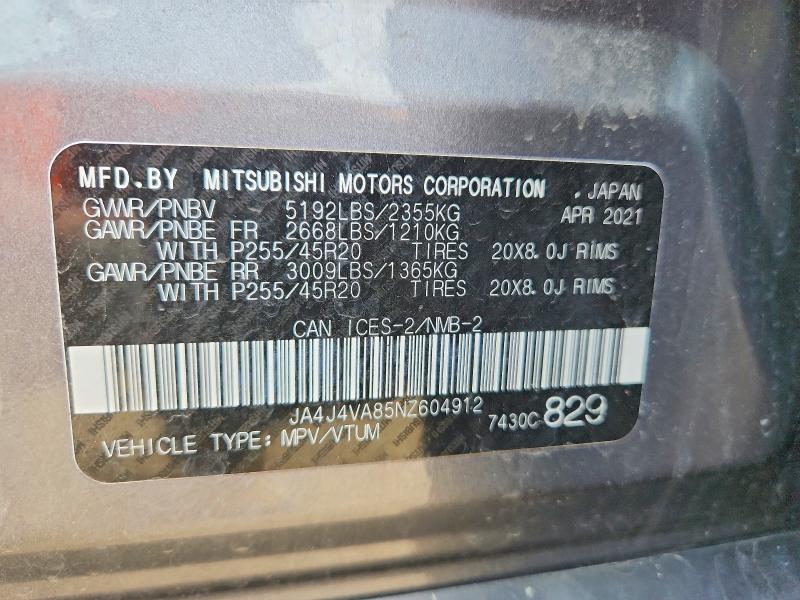 Продажа на аукционе авто 2022 Mitsubishi Outlander, vin: JA4J4VA85NZ604912, номер лота: 51117096