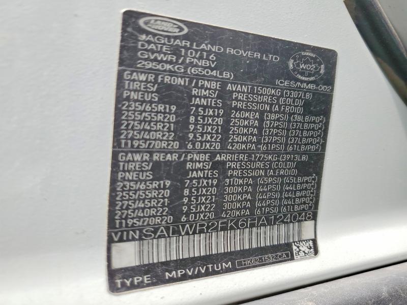 Продаж на аукціоні авто 2017 Land Rover Range Rover Sport, vin: SALWR2FK6HA124048, номер лоту: 55113606