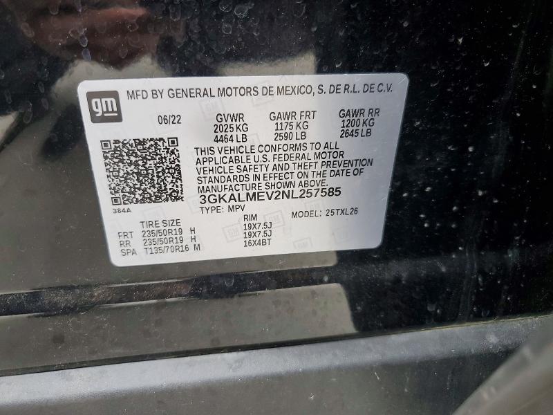 51655996 :رقم المزاد ، 3GKALMEV2NL257585 vin ، 2022 Gmc Terrain مزاد بيع