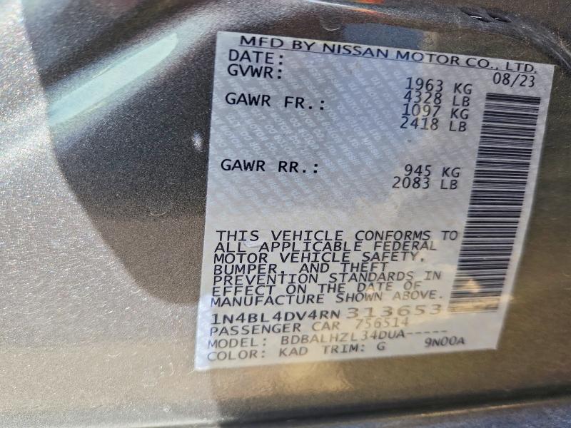 52665156 :رقم المزاد ، 1N4BL4DV4RN313653 vin ، 2024 Nissan Altima مزاد بيع