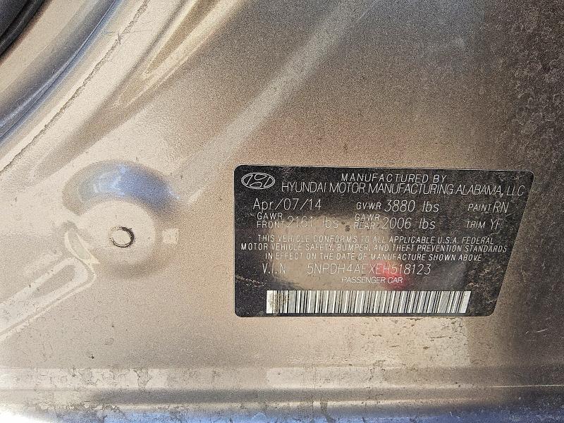 51865296 :رقم المزاد ، 5NPDH4AEXEH518123 vin ، 2014 Hyundai Elantra مزاد بيع