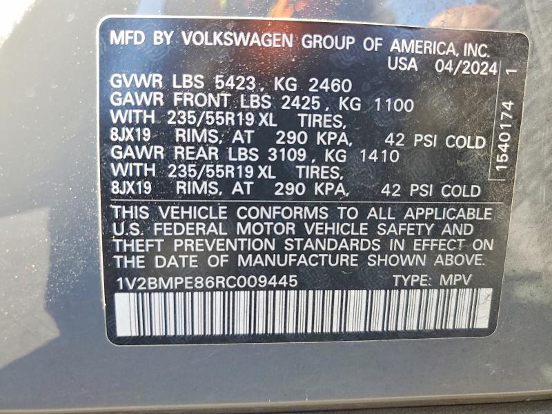 2024 Volkswagen Id.4 მანქანა იყიდება აუქციონზე, vin: 1V2BMPE86RC009445, აუქციონის ნომერი: 52273736