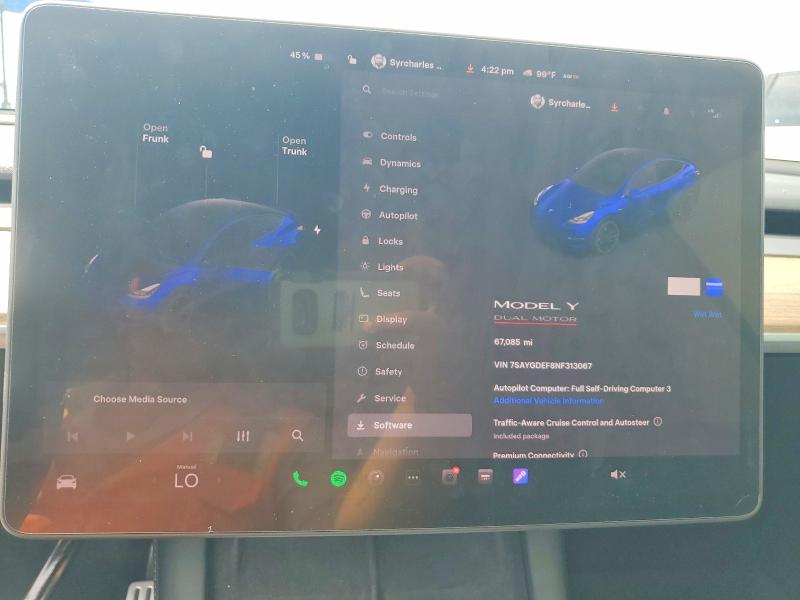 Aukcja sprzedaży 2022 Tesla Model Y, vin: 7SAYGDEF8NF313067, numer aukcji: 55183506