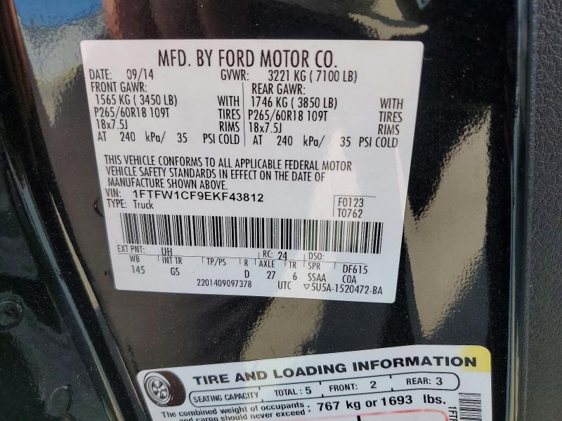 Продаж на аукціоні авто 2014 Ford F150, vin: 1FTFW1CF9EKF43812, номер лоту: 53922226