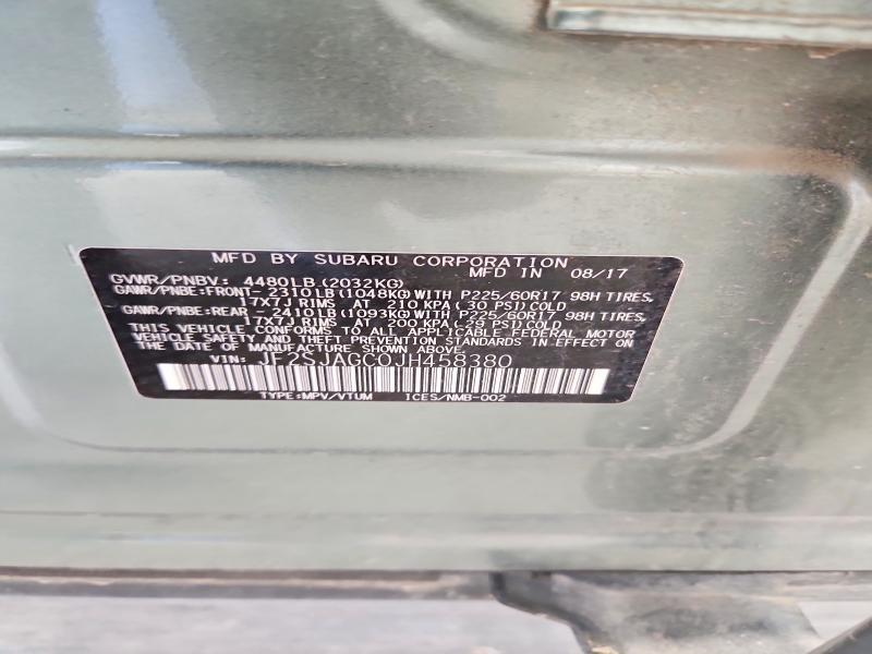 Продажа на аукционе авто 2018 Subaru Forester, vin: JF2SJAGC0JH458380, номер лота: 52867116