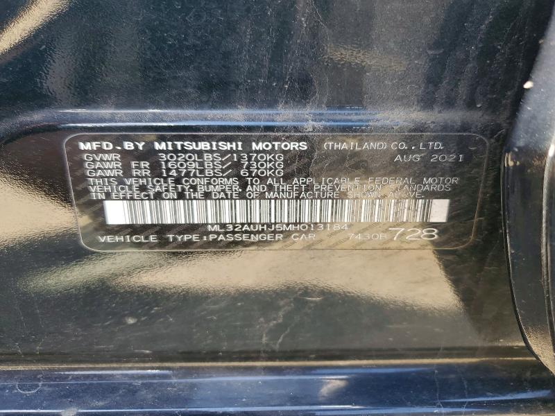 2021 Mitsubishi Mirage მანქანა იყიდება აუქციონზე, vin: ML32AUHJ5MH013184, აუქციონის ნომერი: 52154896