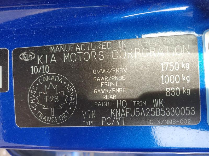 53262826 :رقم المزاد ، KNAFU5A25B5330053 vin ، 2011 Kia Forte مزاد بيع