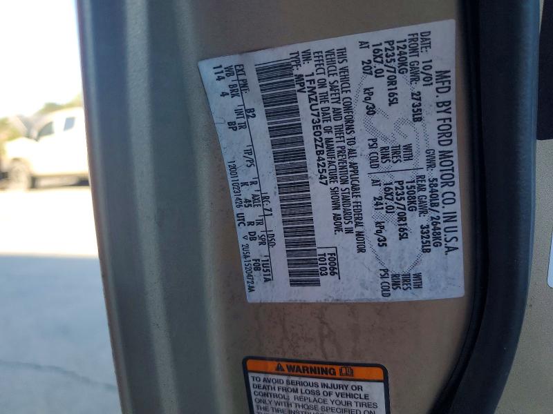 52351286 :رقم المزاد ، 1FMZU73E02ZB42547 vin ، 2002 Ford Explorer مزاد بيع