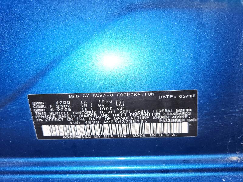 Aukcja sprzedaży 2017 Subaru Impreza, vin: 4S3GTAM66H3736185, numer aukcji: 54473576
