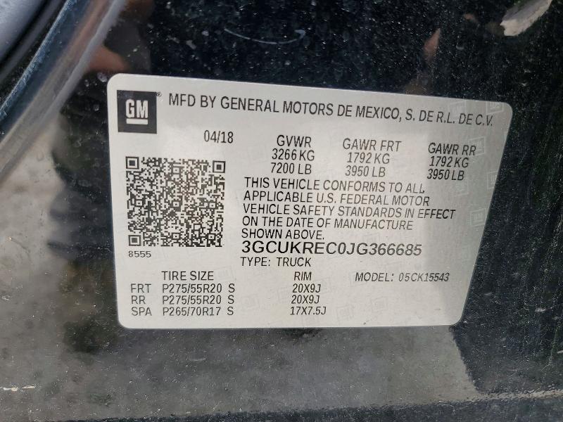 Продаж на аукціоні авто 2018 Chevrolet Silverado, vin: 3GCUKREC0JG366685, номер лоту: 51516636